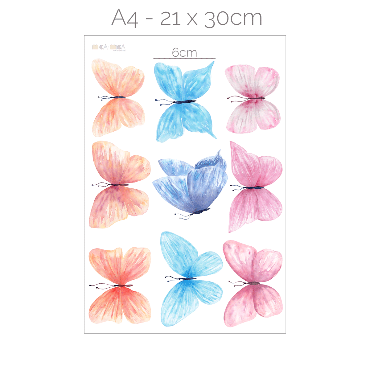 Wandtattoo Schmetterlinge - Bunte Aquarell Schmetterlinge