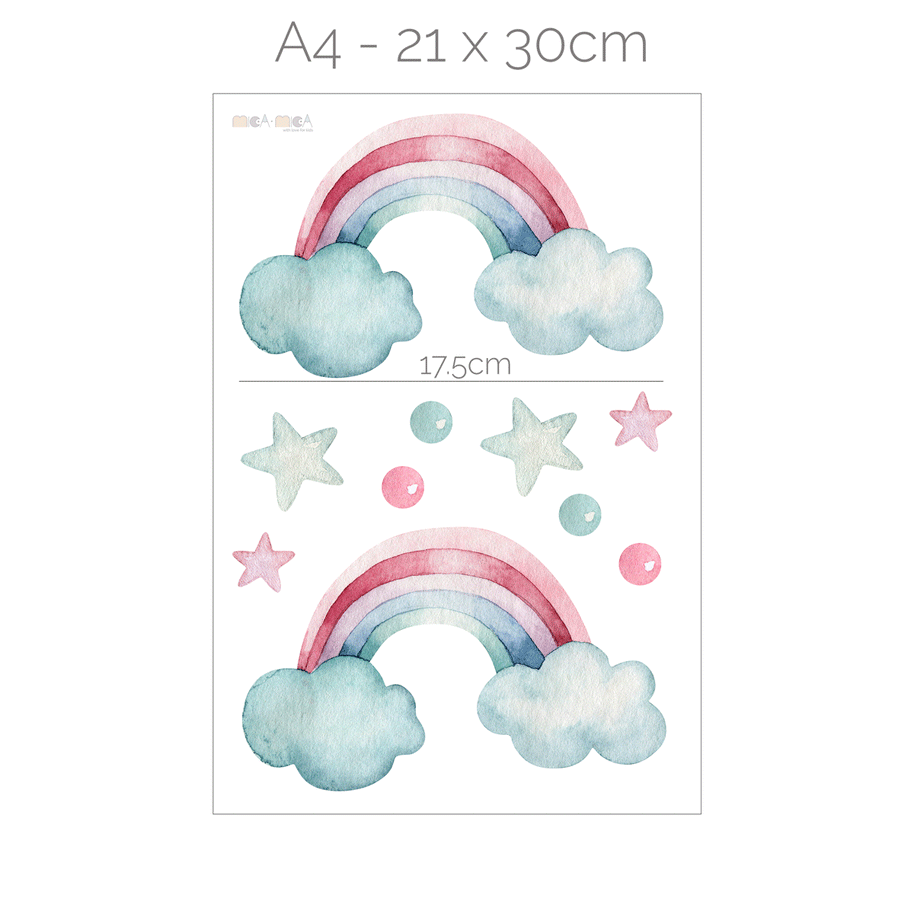 Rainbow wall stickers - Magical watercolour rainbows