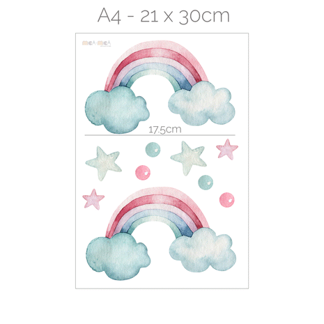 Wandtattoo Regenbogen - Aquarell-Regenbögen mit Sternen