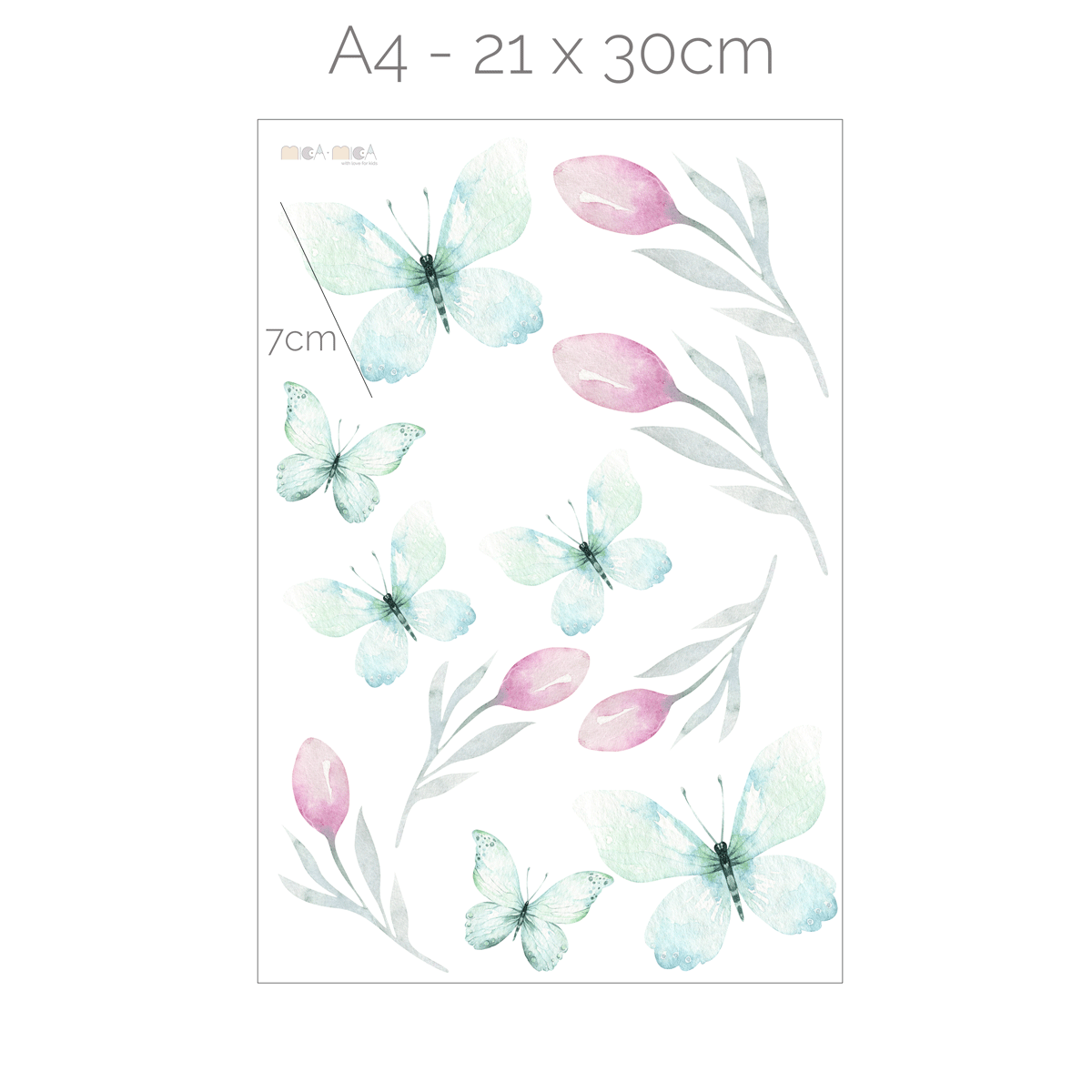 Butterfly wall stickers with spring flowers