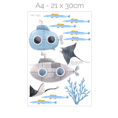 Under the sea wall stickers - Exploring submarines