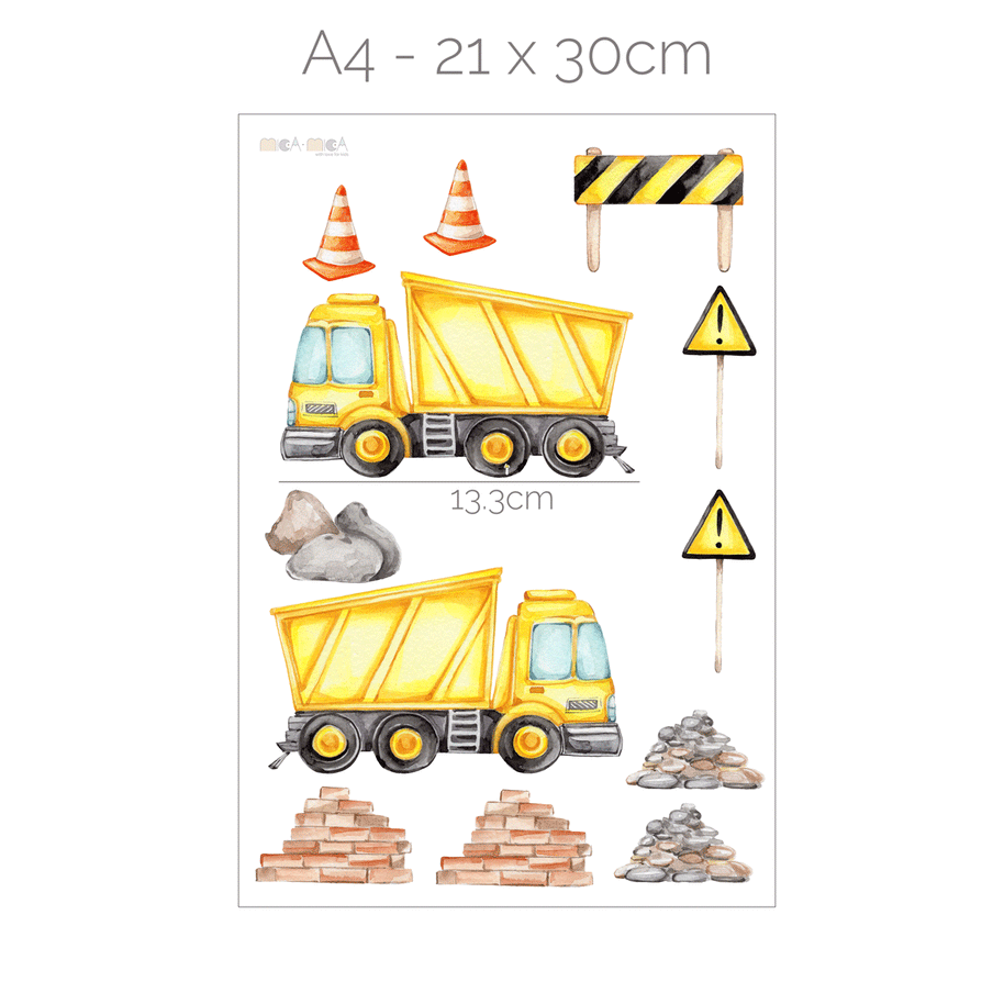 Dumper truck wall stickers