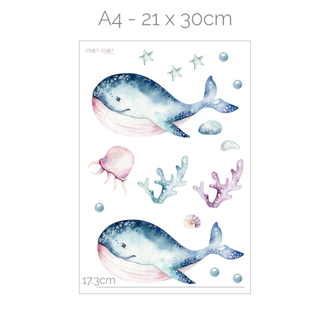 Under the sea wall stickers - Whales