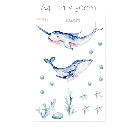 Under the sea wall stickers - Narwhals of the arctic
