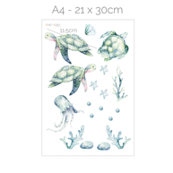 Under the sea wall stickers - Turtle world (mint)