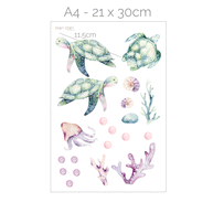 Under the sea wall stickers - Turtle world (lilac)