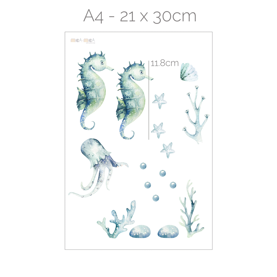 Wandtattoo Unterwasserwelt - Seepferdchen