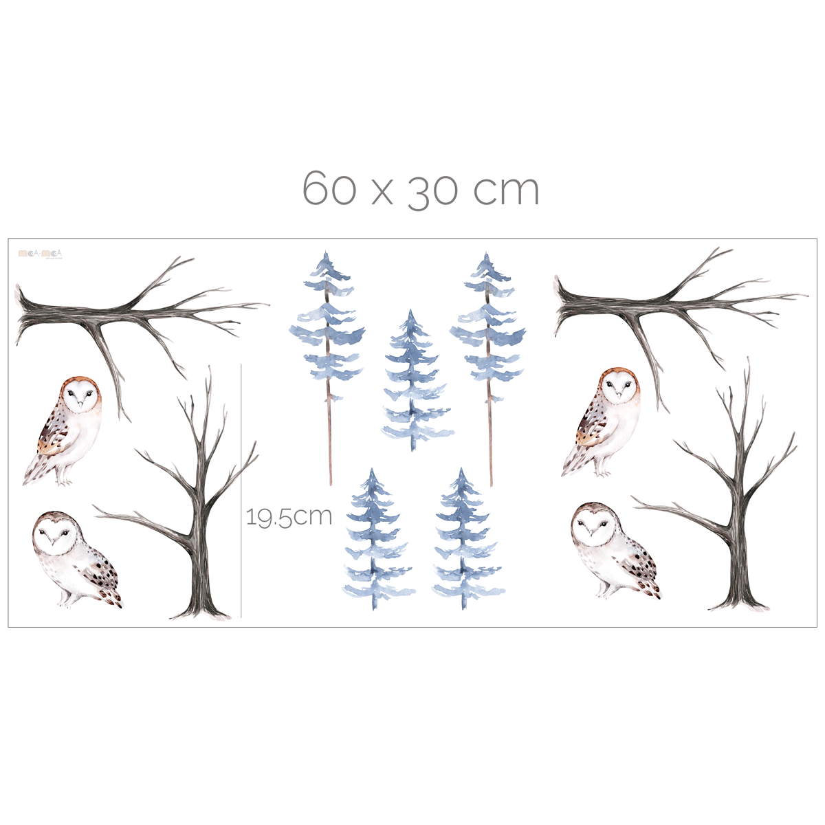 Woodland wall stickers - Watercolour woodland owls