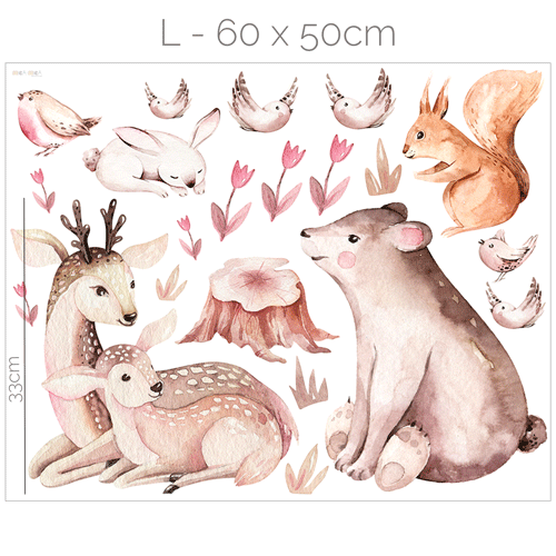 Woodland wall stickers - Watercolour forest friends