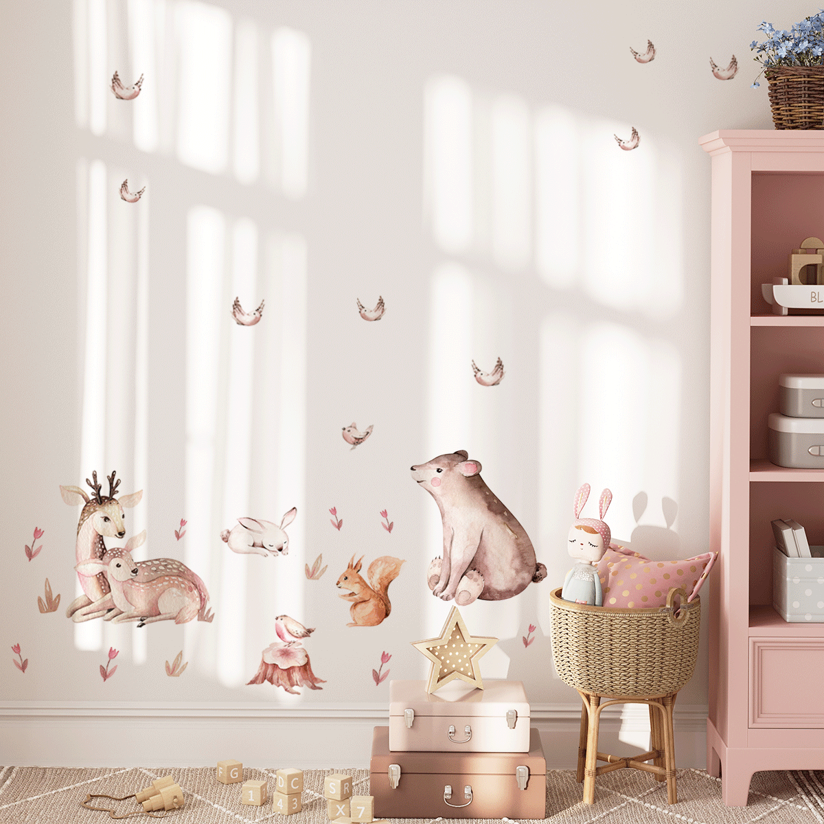 Woodland wall stickers - Watercolour forest friends