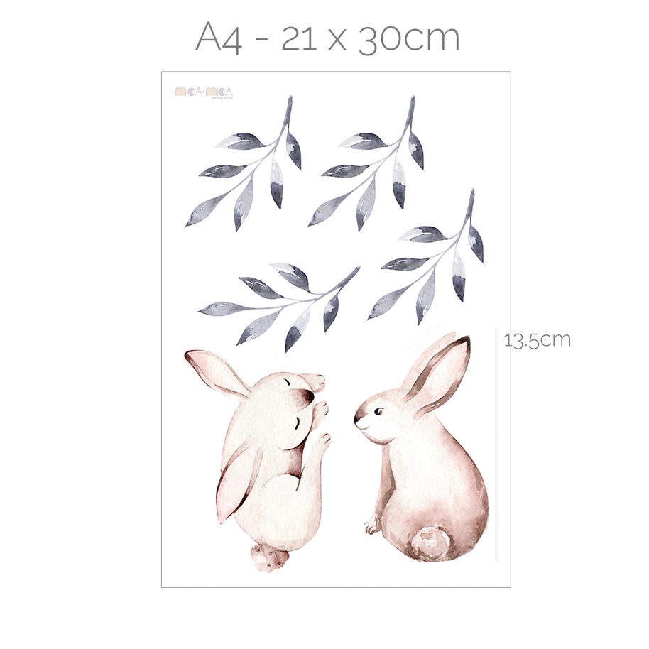 Woodland wall stickers - Watercolour rabbits