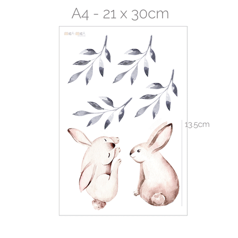 Woodland wall stickers - Watercolour rabbits