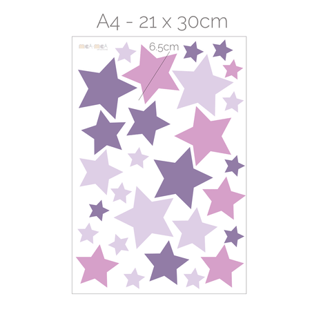Wandtattoo Sterne - Lila/Pink