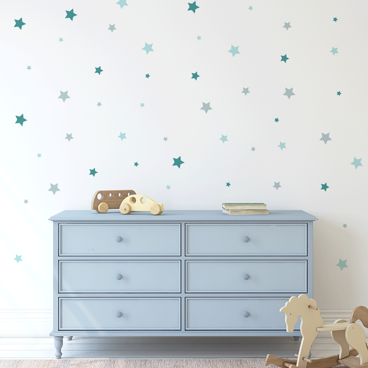 Stars wall stickers - Aquamarine/grey