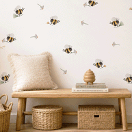 Wandtattoo Bienen mit Gänseblumen