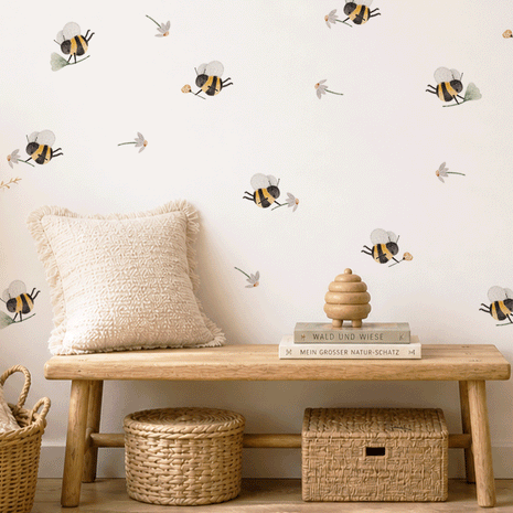 Wandtattoo Bienen mit Gänseblumen