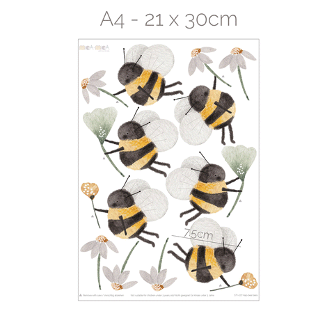 Wandtattoo Bienen mit Gänseblumen