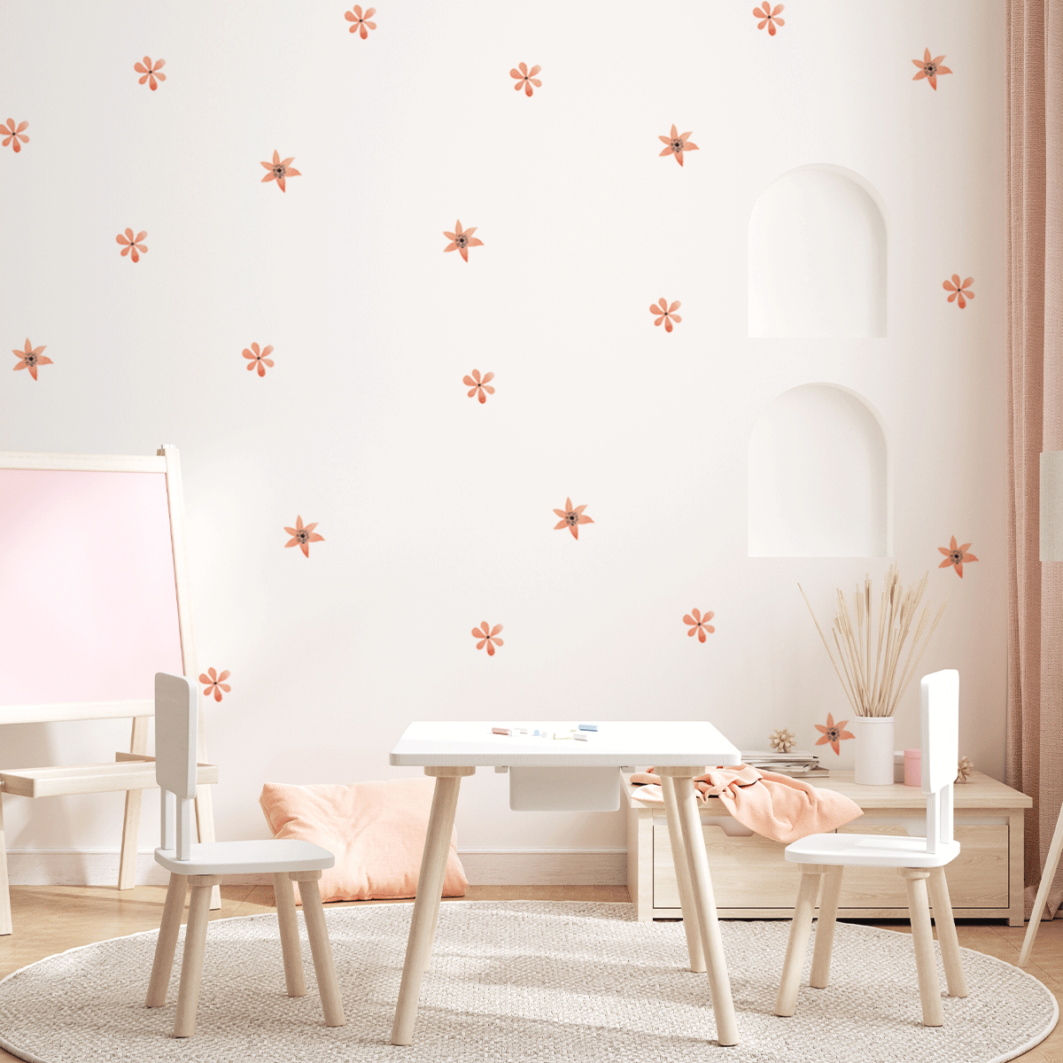 Flower wall stickers - Coral pastel