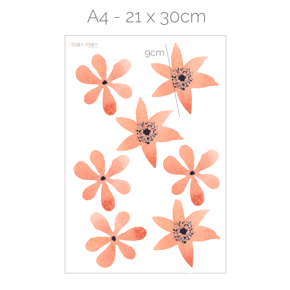 Wandtattoo Blumen - Pastell Blumen (Koralle)
