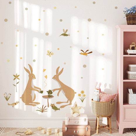 Woodland wall stickers - Tea time bunnies