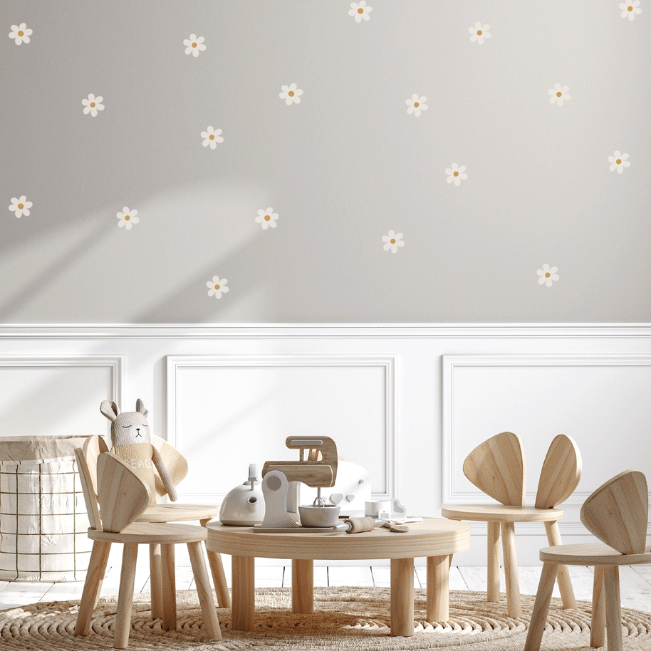 Flower wall stickers - Happy blooms (cream)