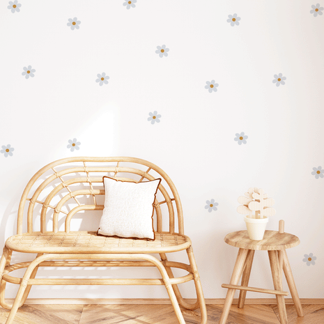 Wandtattoo Blumen - Fröhliche Blüten (sanftes Blau)