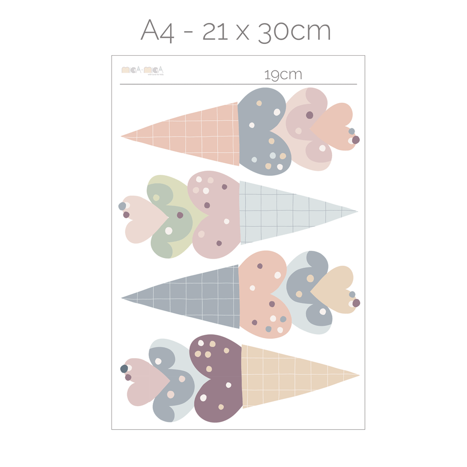 Summer ice cream cones wall stickers