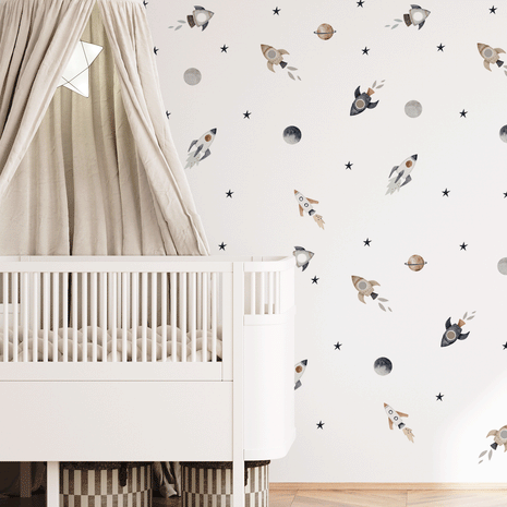 Space wall sticker - Rockets, planets & stars