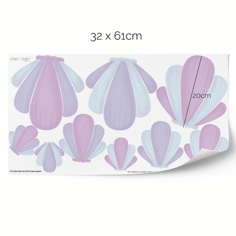 Wandtattoo Muschelmix - Pink & Blau