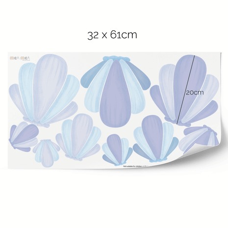 Wandtattoo Muschelmix - Ozeanblau