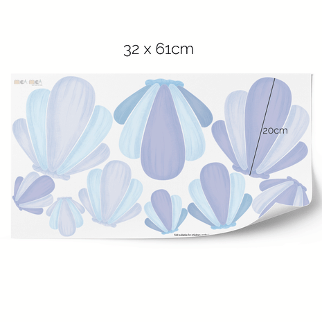 Shell mix wall stickers - Ocean blue