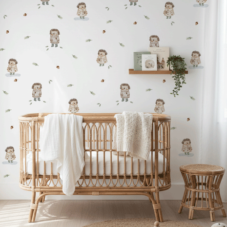 Autumn wall stickers - Cute hedgehogs