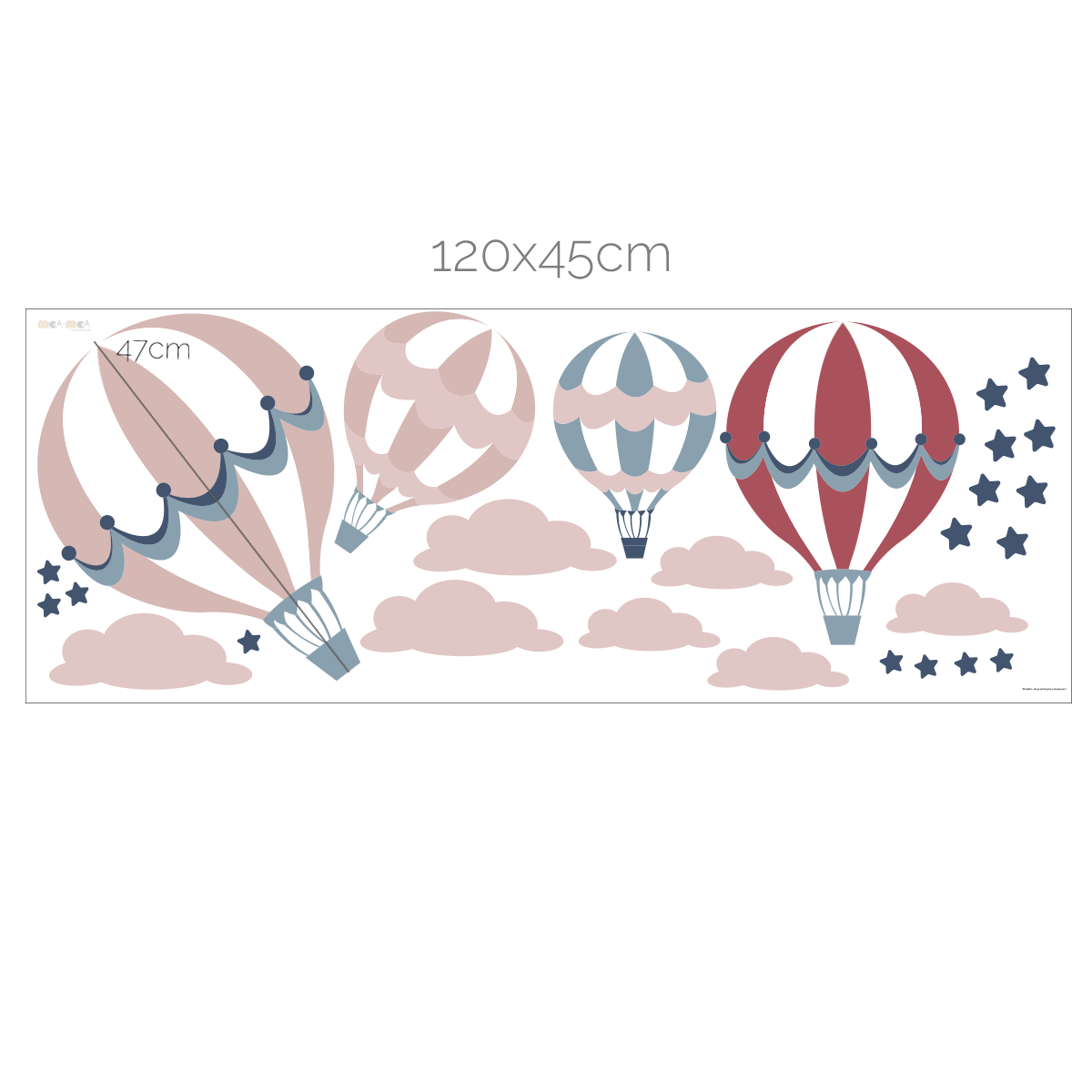 Hot air balloons wall stickers - Up, up and away (pink)