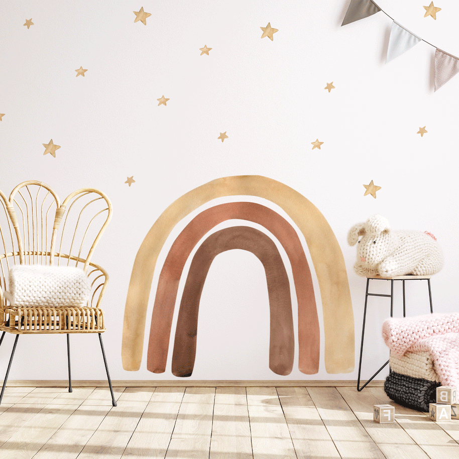 Rainbow wall stickers - Boho watercolour rainbow