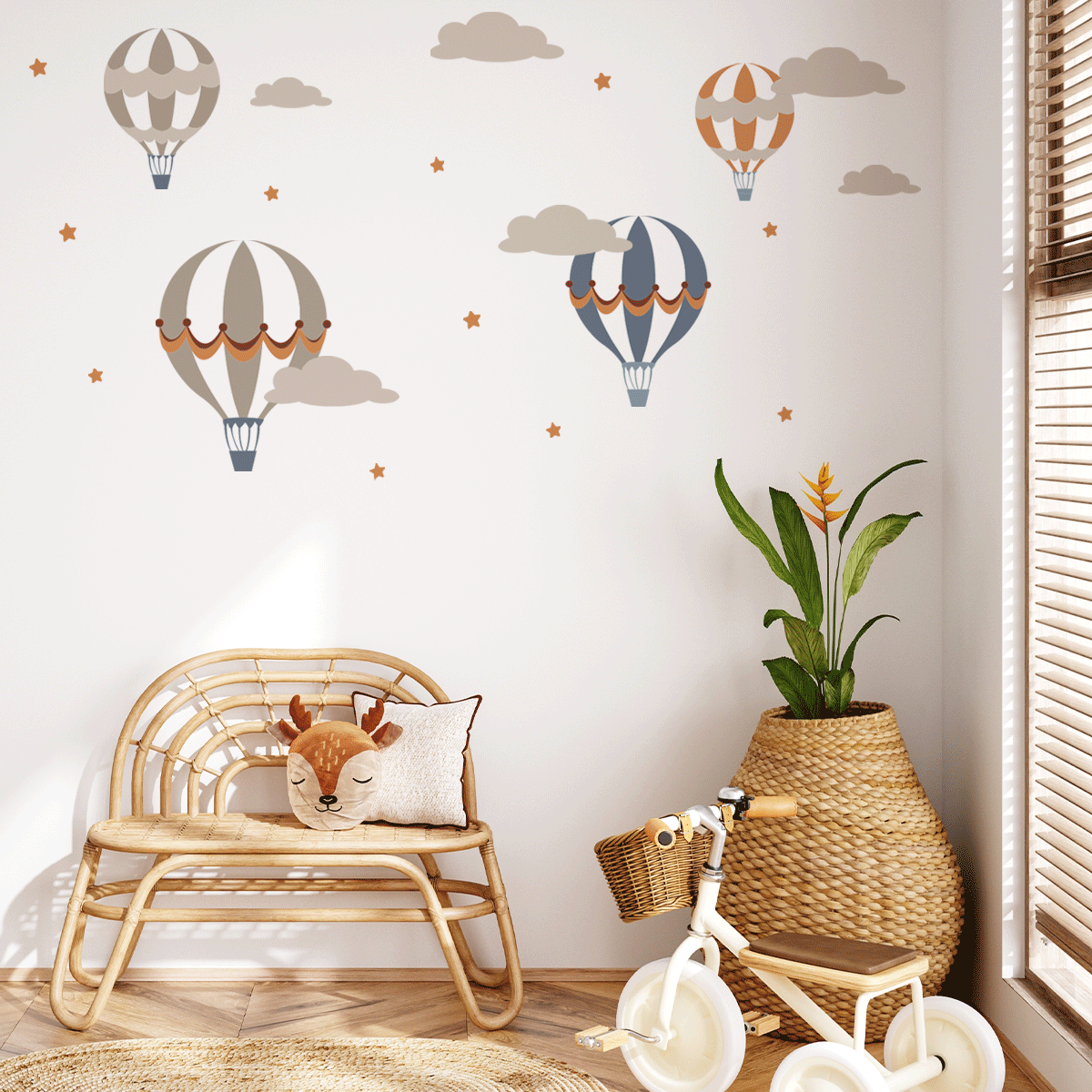 Hot air balloons wall stickers - Up, up and away (mustard)