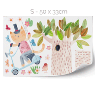Animal wall stickers - Cat on scooter