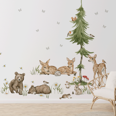 Wandtattoo Waldtiere - Magischer Wald - Bären