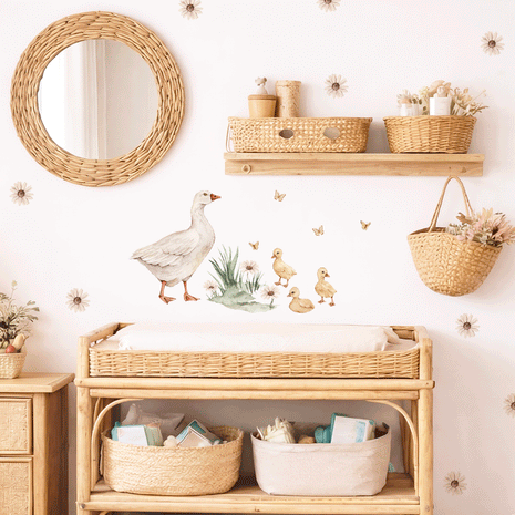 Wandtattoo Landtiere - Magischer Bauernhof - Gänsefamilie