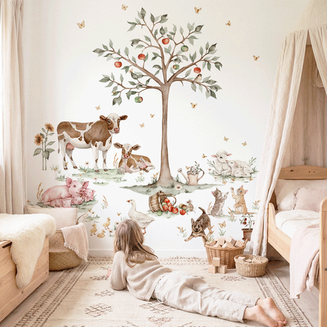 Wandtattoo Landtiere - Magischer Bauernhof - Komplettset