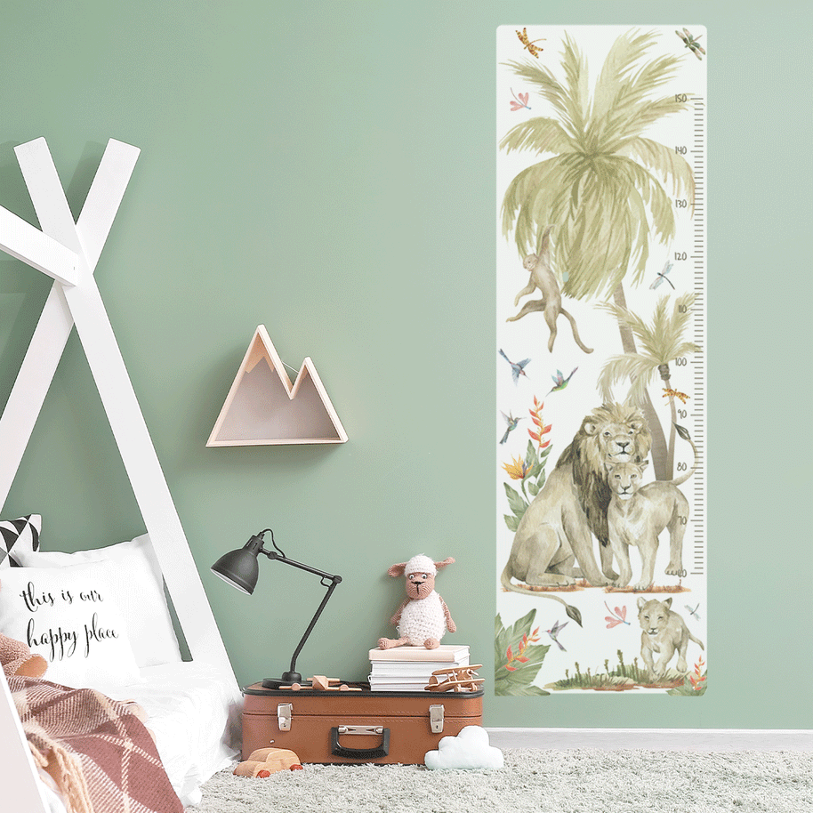 Height chart wall stickers - Tropical safari - lions growth chart