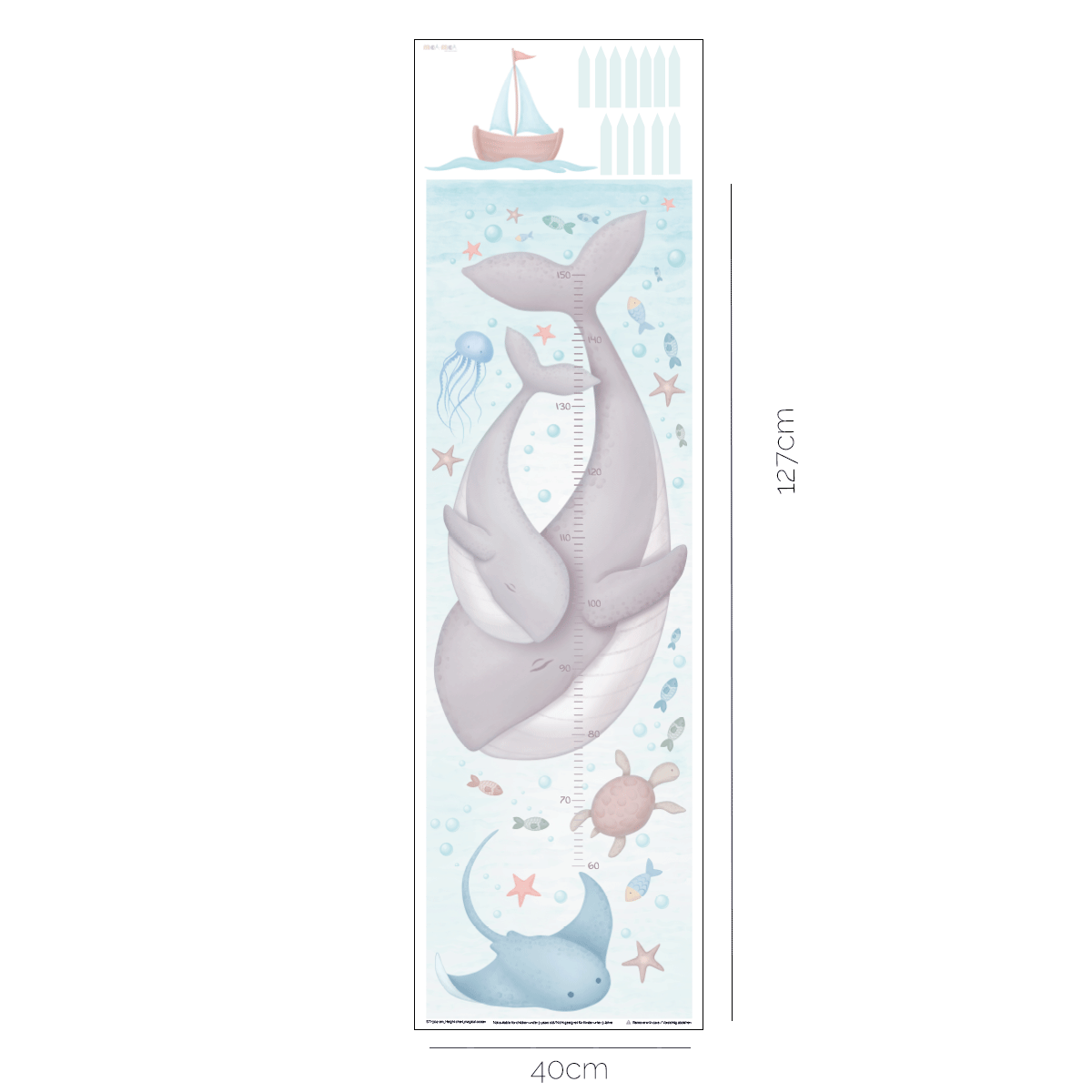 Height chart wall stickers - Magical ocean growth chart