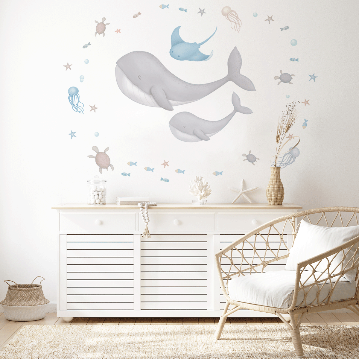 Under the sea wall stickers - Magical ocean - whales