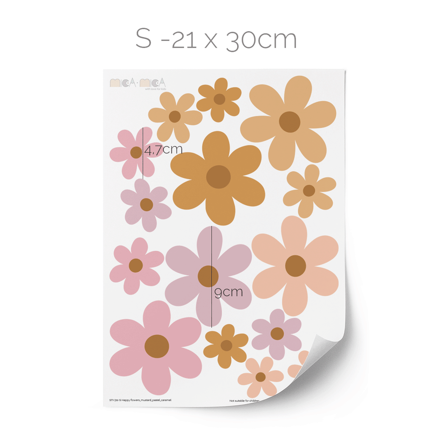 Flower wall stickers - Happy blooms (caramel-pastel shades)
