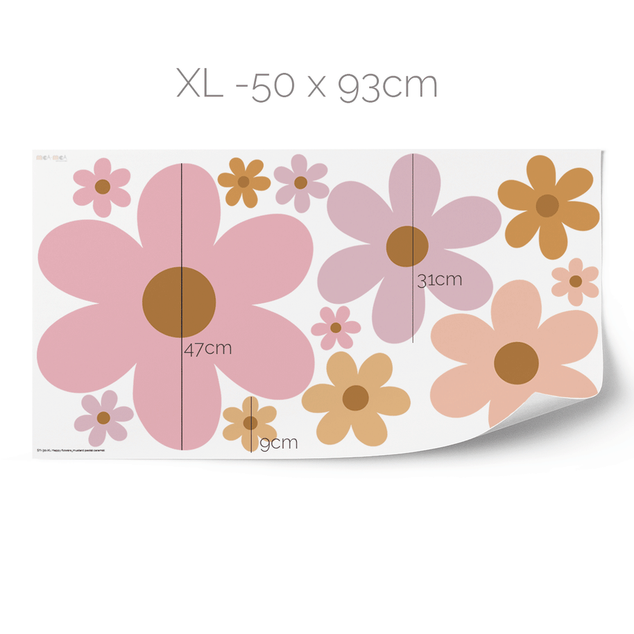 Flower wall stickers - Happy blooms (caramel-pastel shades)