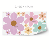 Flower wall stickers - Happy blooms (mustard-pastel shades)