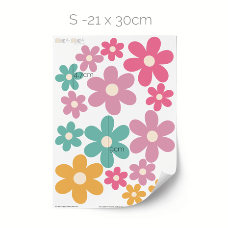 Wandtattoo Blumen - Fröhliche Blüten (Retro Chic)