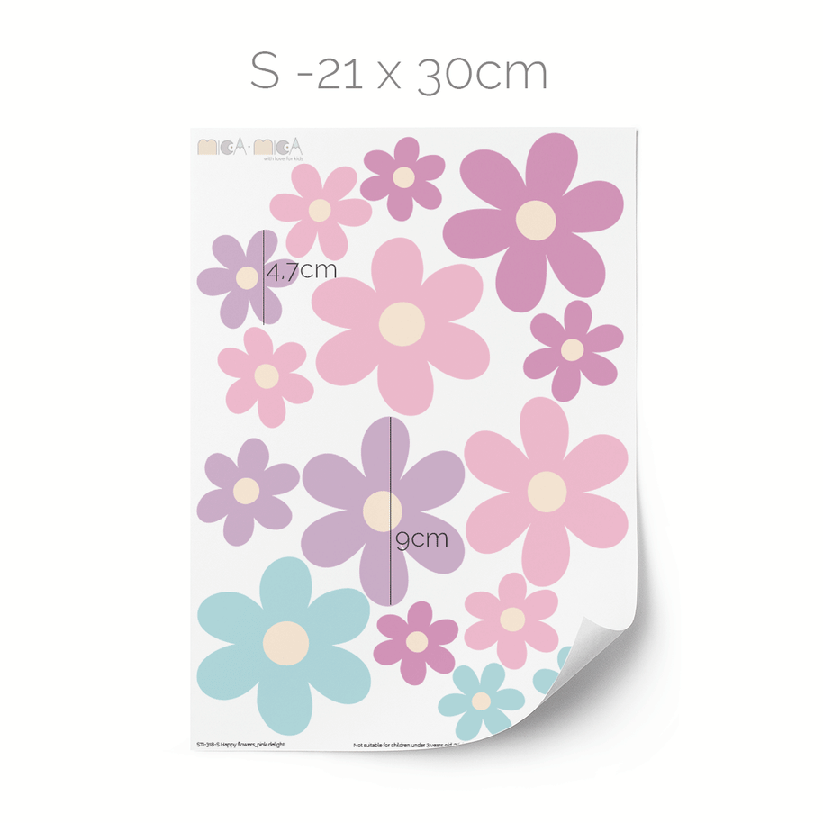 Wandtattoo Blumen - Fröhliche Blüten (Rosa Freude)