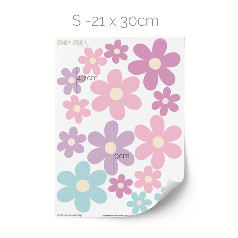 Wandtattoo Blumen - Fröhliche Blüten (Rosa Freude)