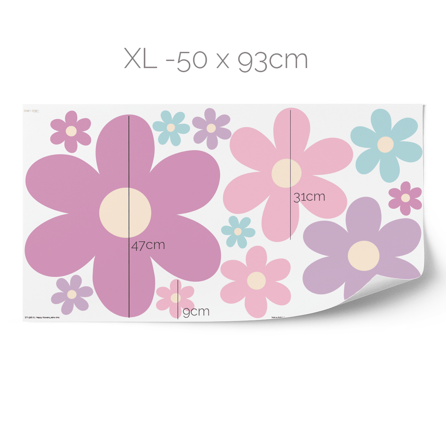 Wandtattoo Blumen - Fröhliche Blüten (Rosa Freude)