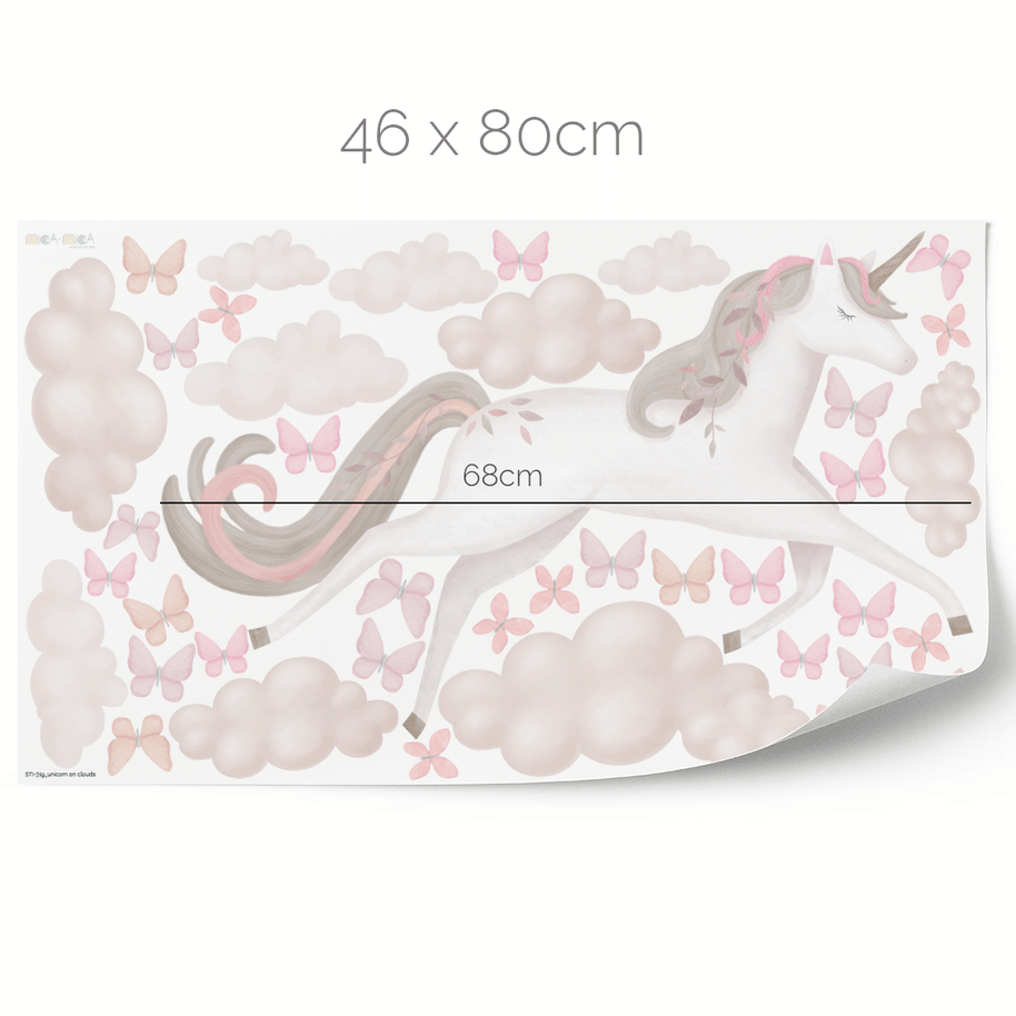 Unicorn wall stickers - Magical unicorn on clouds